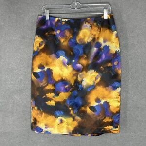 Jones New York Coll. Skirt Womens Sz 8 Silk Blend‎ Watercolor Abstract Office